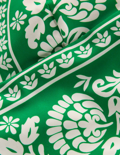 Maillot De Bain Mykonos à Encolure en V Profonde, Motif Ornate Floret