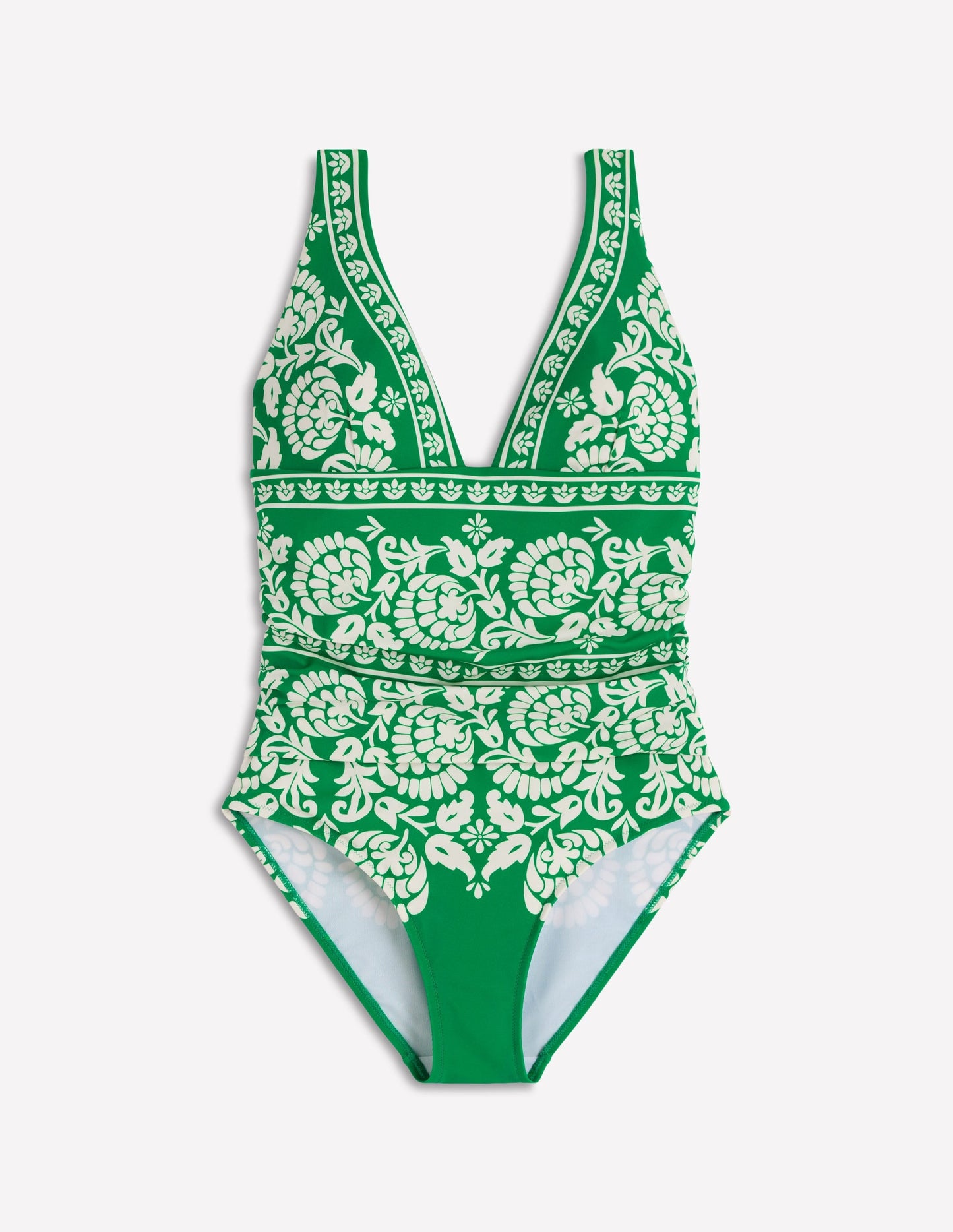 Maillot De Bain Mykonos à Encolure en V Profonde, Motif Ornate Floret