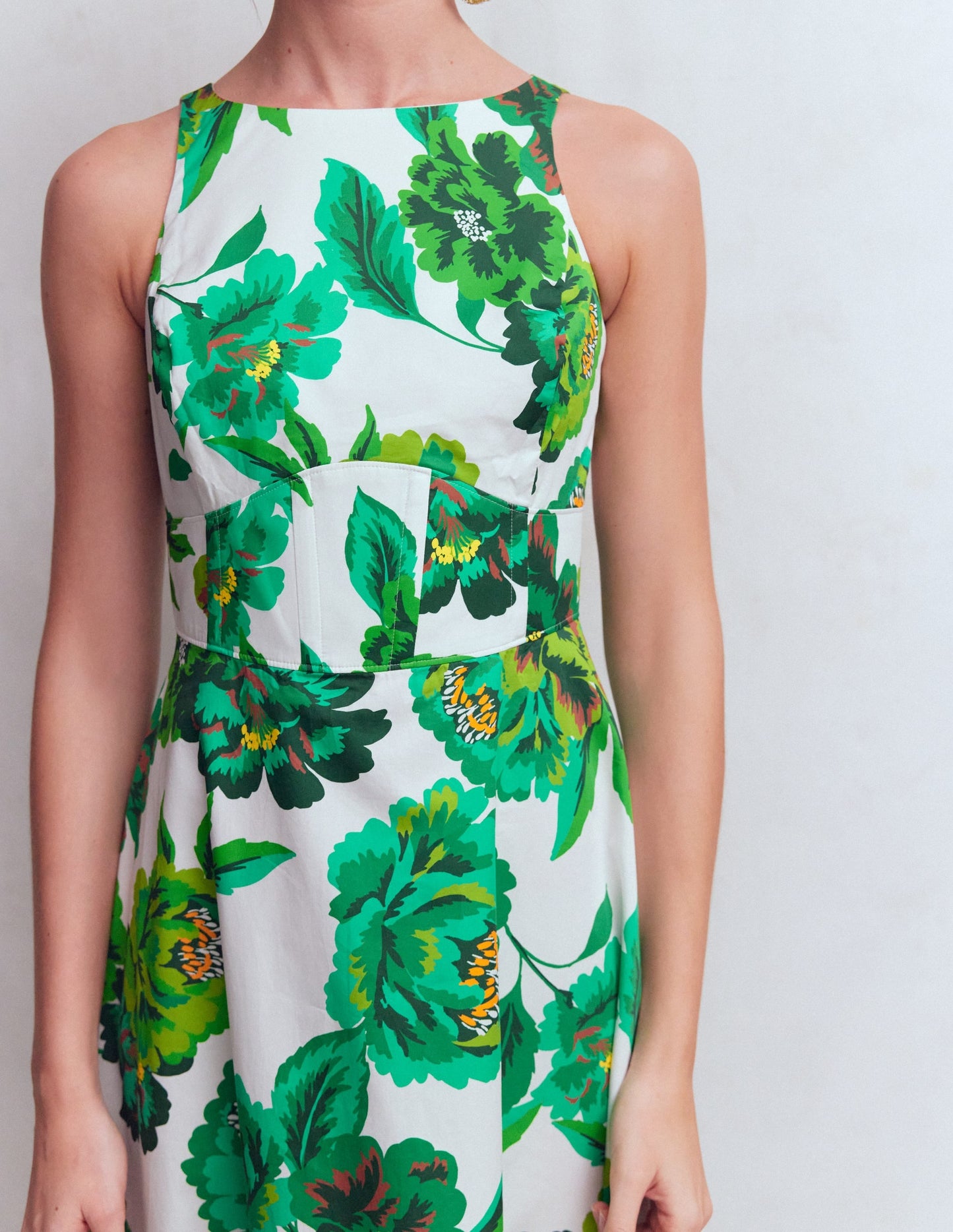 Robe Longue Silvia Avec Corsage à Baleines, Motif Opulent Blossom