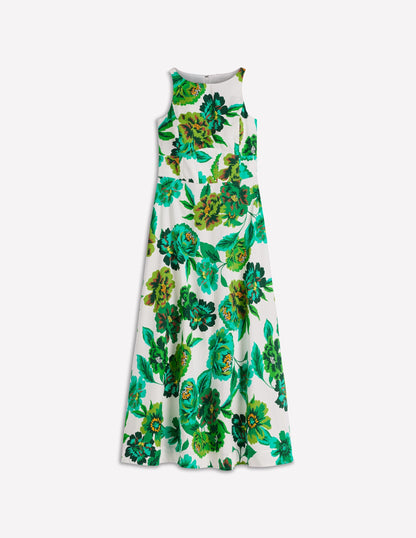 Robe Longue Silvia Avec Corsage à Baleines, Motif Opulent Blossom