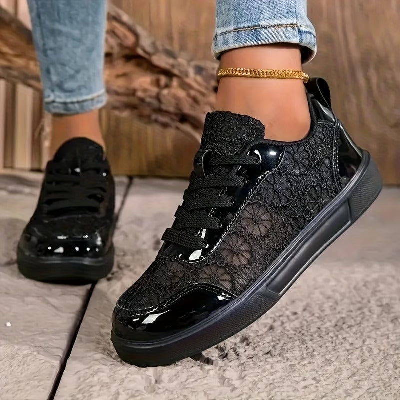 Elena™ | Baskets Élégantes en Dentelle Fleurie