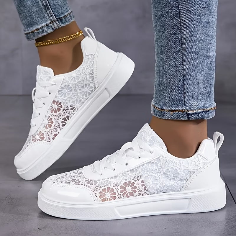Elena™ | Baskets Élégantes en Dentelle Fleurie