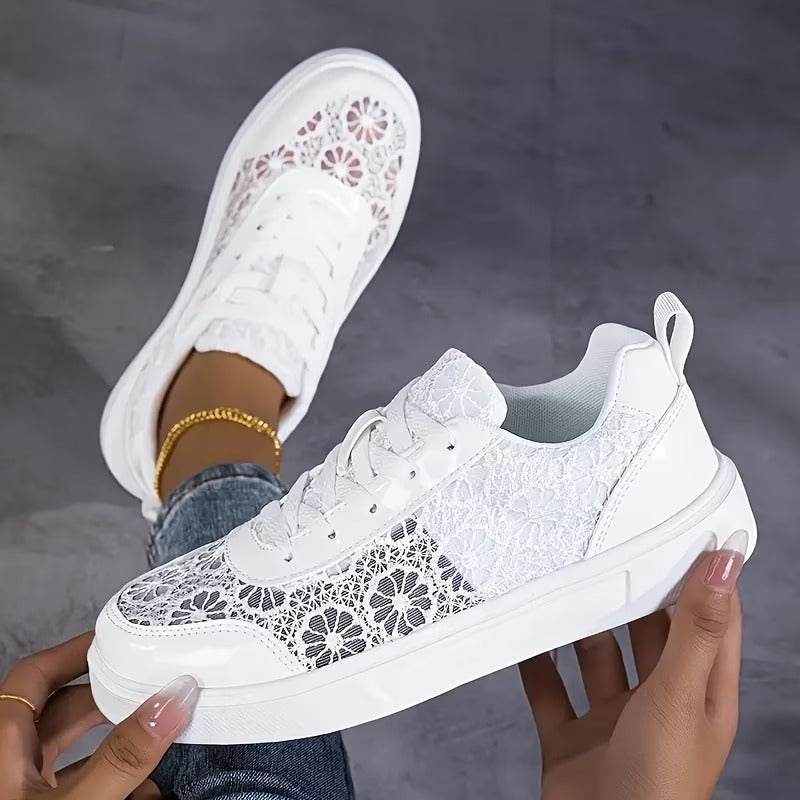 Elena™ | Baskets Élégantes en Dentelle Fleurie