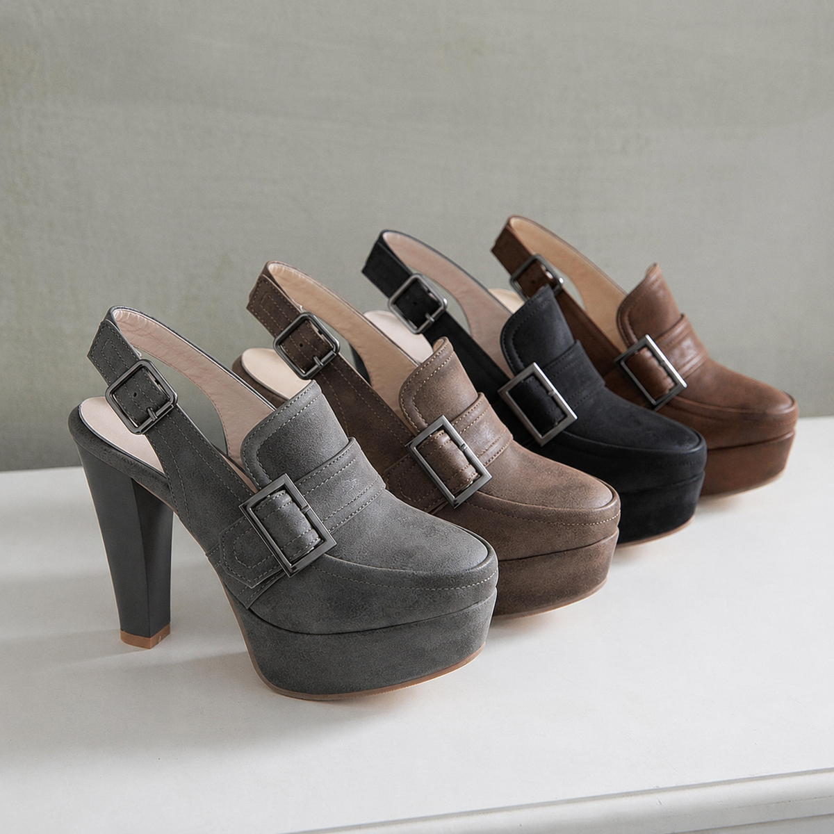 Monroe | Escarpins Slingback Vintage à Plateforme