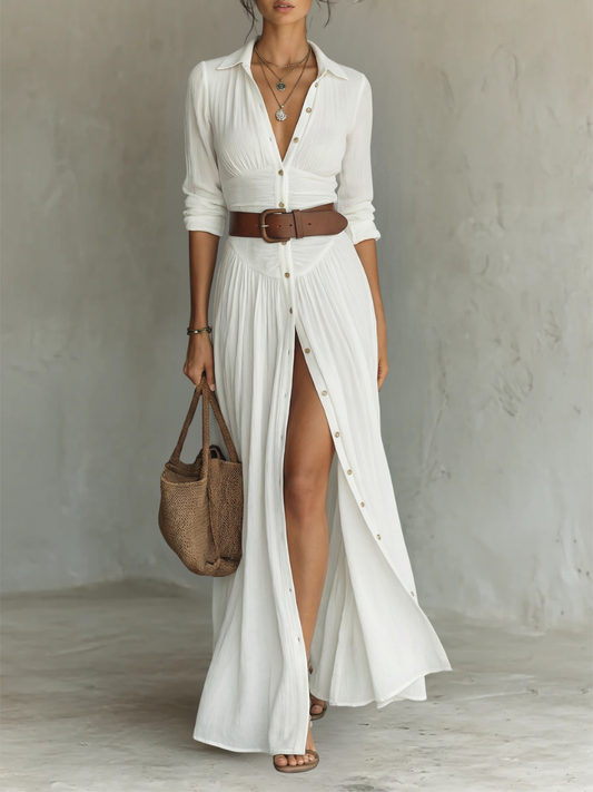 Robe maxi élégante à Col Revers