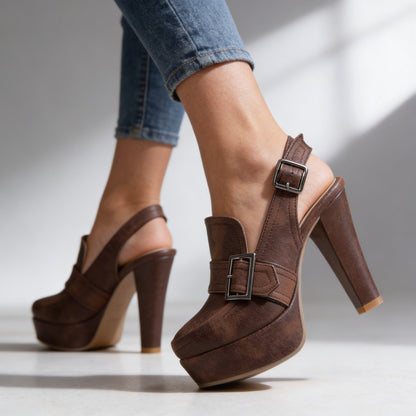 Monroe | Escarpins Slingback Vintage à Plateforme