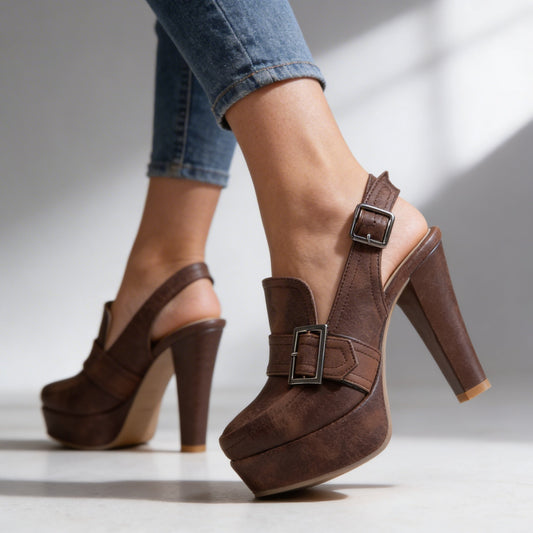 Monroe | Escarpins Slingback Vintage à Plateforme