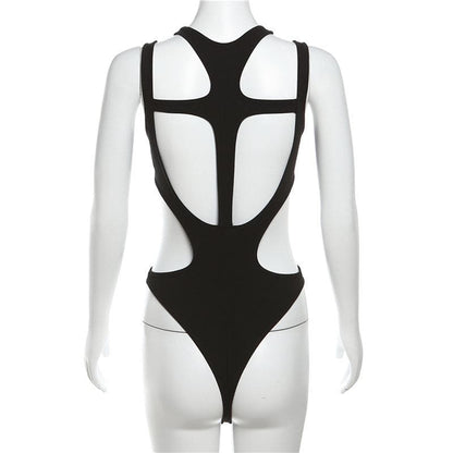 Mouwloze Rugloze Bodysuit Met Uitsnijdingen In Effen Kleur