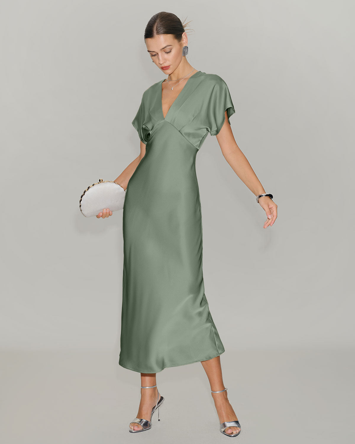 Robe Midi Satinée Trapèze