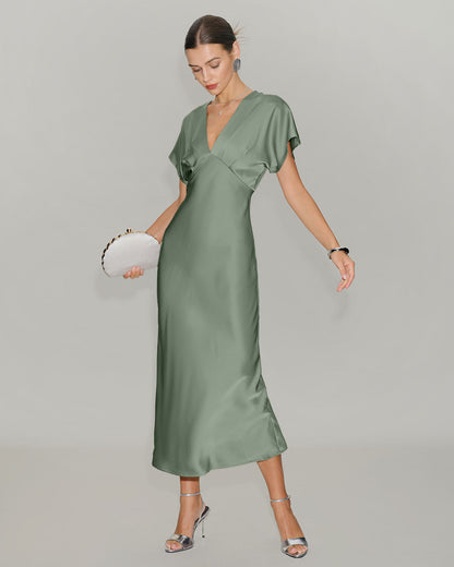 Robe Midi Satinée Trapèze