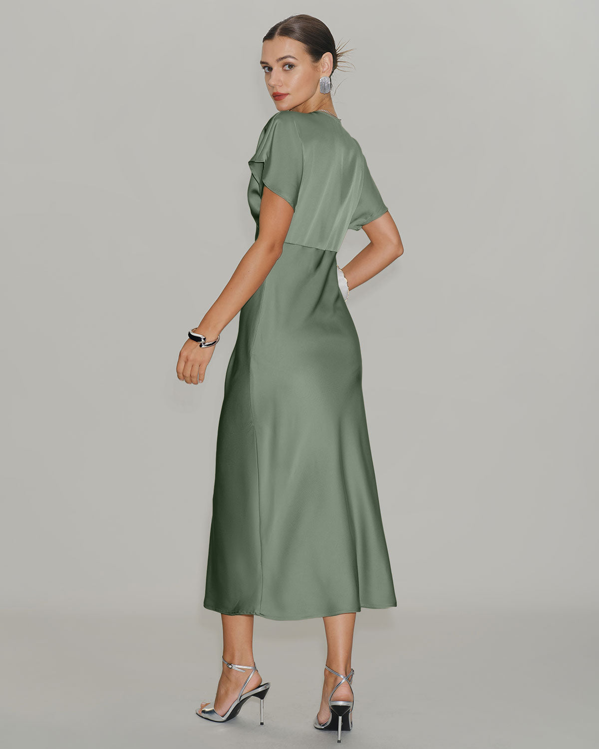 Robe Midi Satinée Trapèze