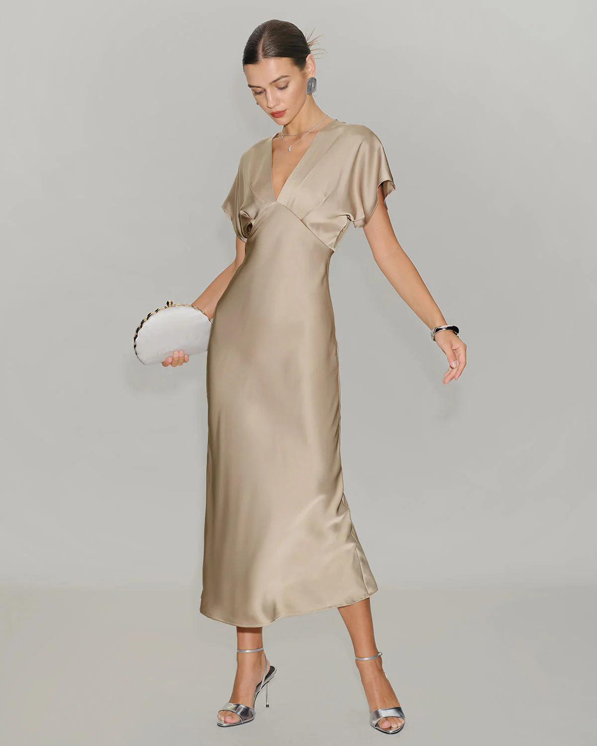 Robe Midi Satinée Trapèze