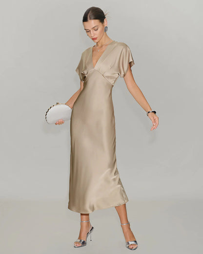 Robe Midi Satinée Trapèze